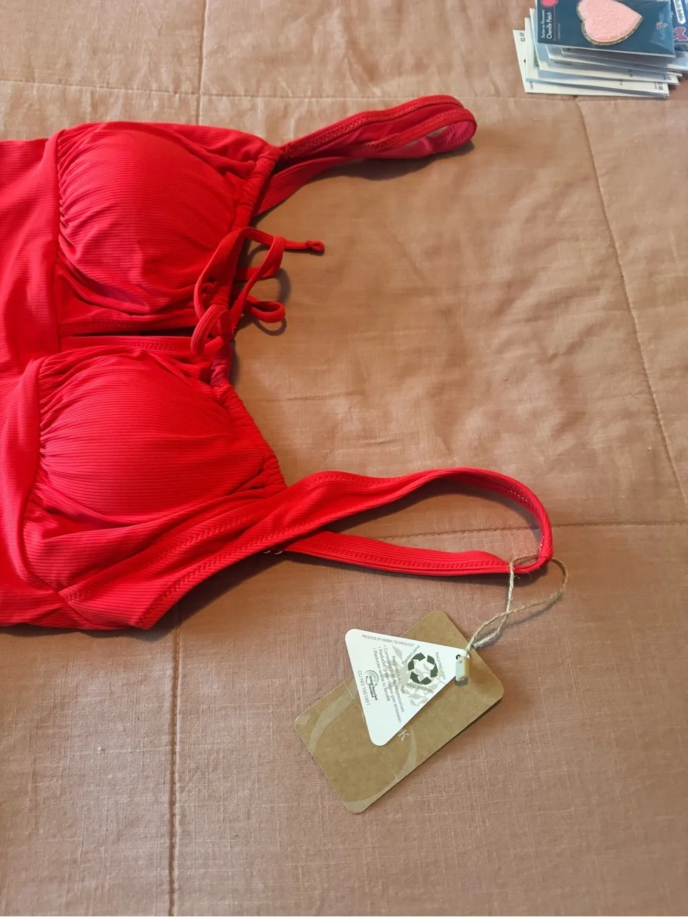 Women's Red One-Piece Tie-Front Swimwear